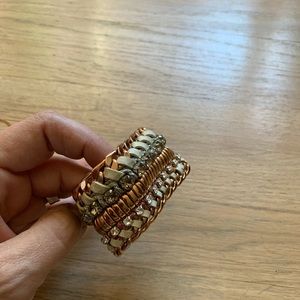 Henri bendel rose gold bracelet rhinestone leather
